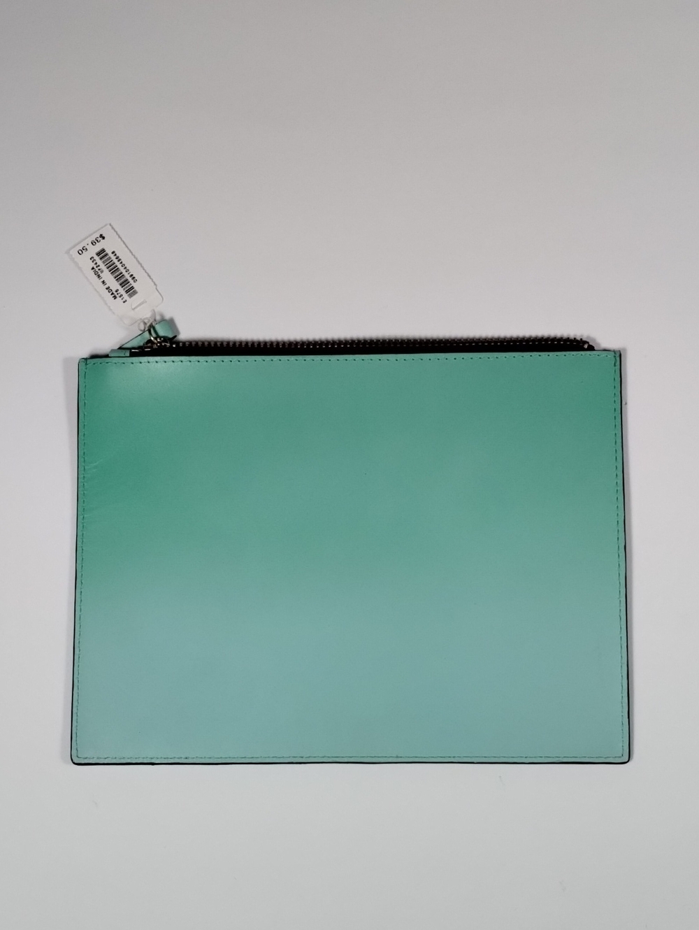 J. Crew Mint Green Leather Zip Pouch